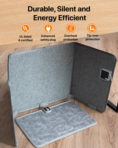 Whisper Heat - Under Desk Heater + Heated Floor Mat Bundle - Complete Personal Warmth Set