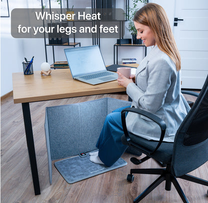 Whisper Heat - Under Desk Heater + Heated Floor Mat Bundle - Complete Personal Warmth Set