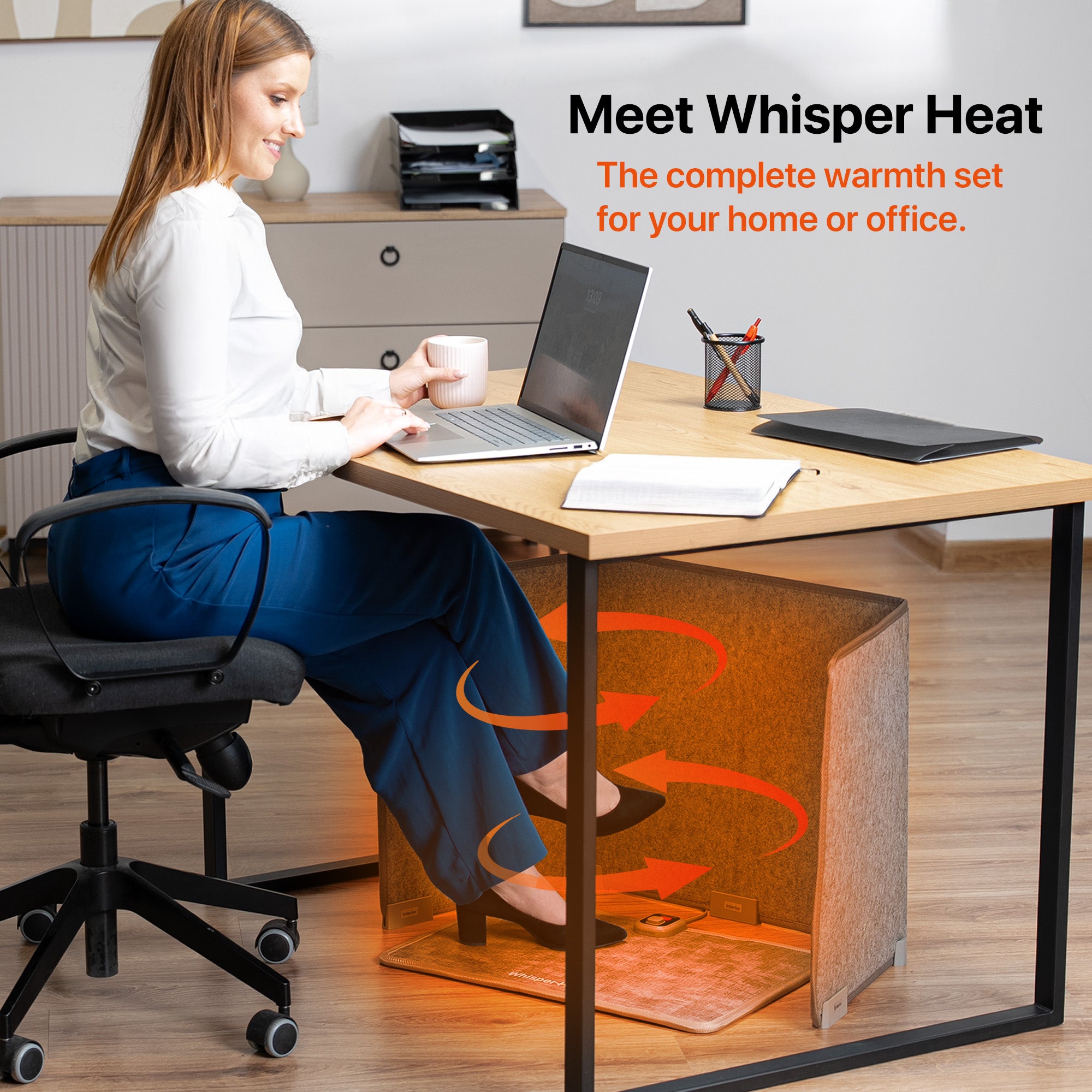 Whisper Heat - Under Desk Heater + Heated Floor Mat Bundle - Complete Personal Warmth Set