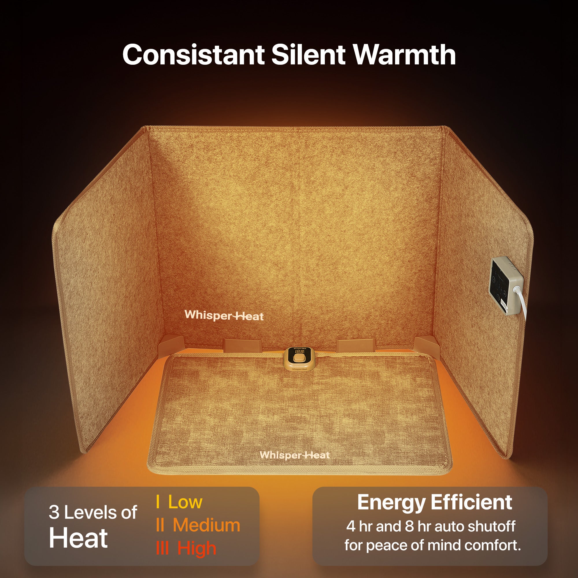 Whisper Heat - Under Desk Heater + Heated Floor Mat Bundle - Complete Personal Warmth Set