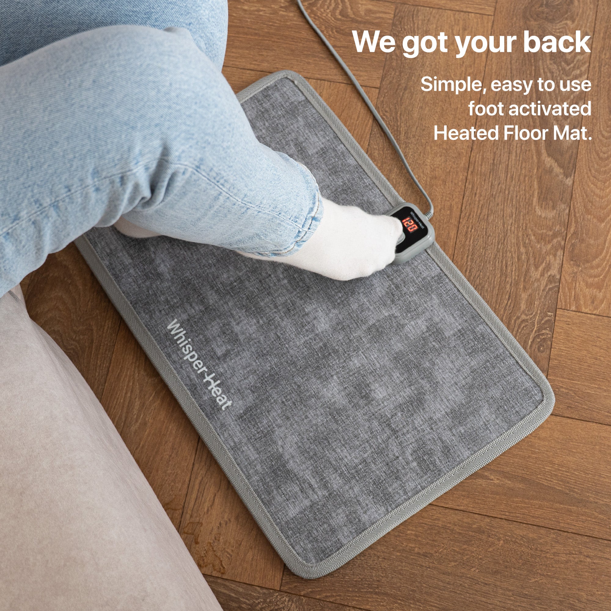 Whisper Heat - Under Desk Heater + Heated Floor Mat Bundle - Complete Personal Warmth Set